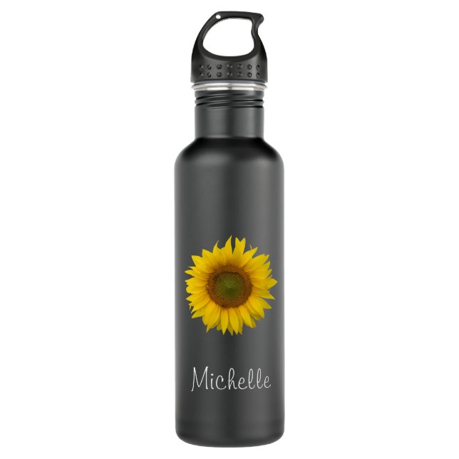 Modern Sunflower Rustic Floral Simple 710 Ml Water Bottle (Front)