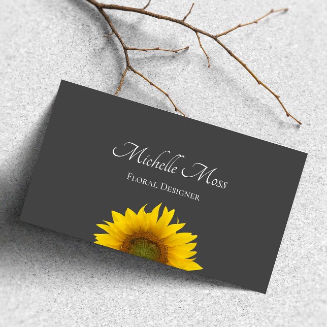 Modern Sunflower Rustic Grey  Business Card (Creator Uploaded)