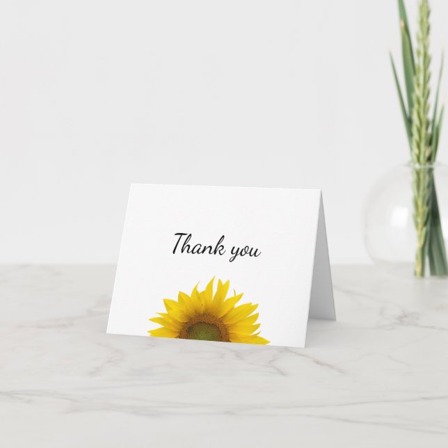 Modern Sunflower Simple Baby Shower  Thank You Card (Front)