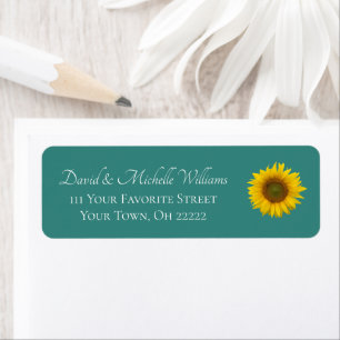 Modern Sunflower Trendy Teal Floral Return Address