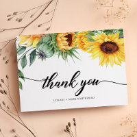 Modern Sunflower Watercolor Thank You