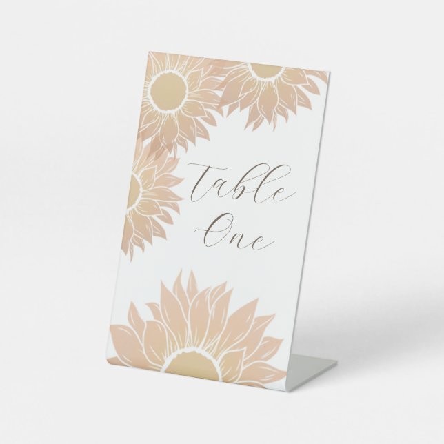 Modern Sunflower Wedding Event Table Number Sign (Front)