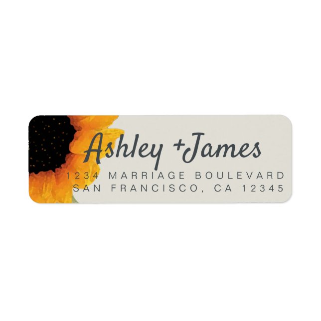Modern Sunflower Wedding Return Address (Front)