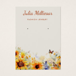 Modern sunflower wildflower earring display card 