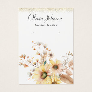 Modern sunflower wildflowers earring display card 