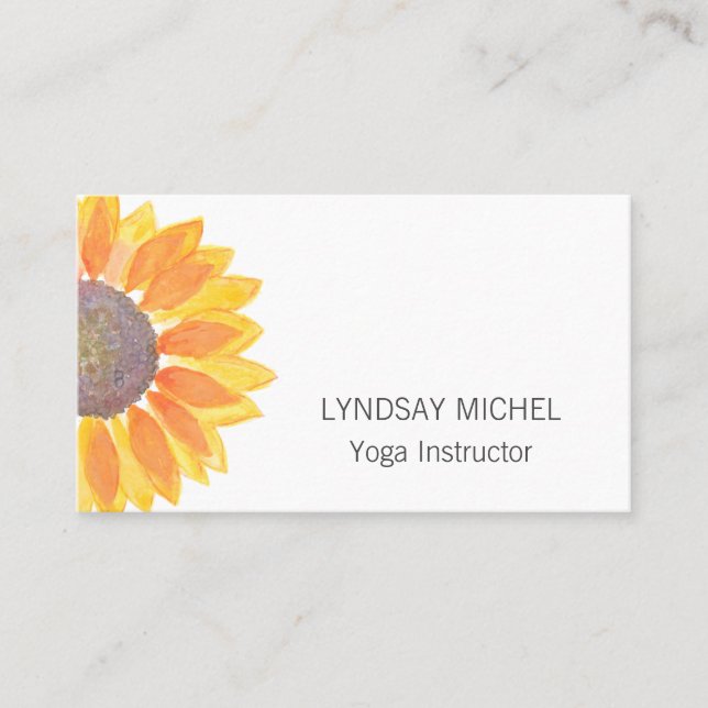 Modern Sunflower Yoga Instructor Business Card (Front)