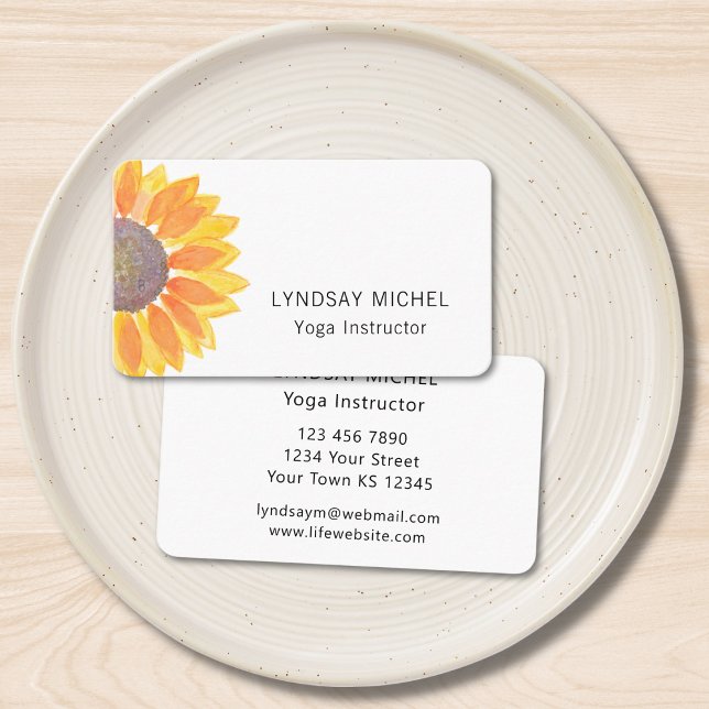 Modern Sunflower Yoga Instructor Business Card (Creator Uploaded)
