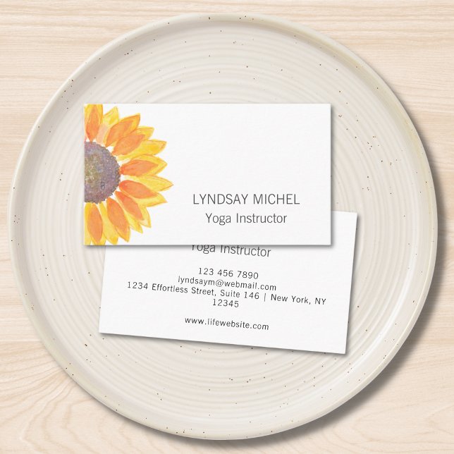 Modern Sunflower Yoga Instructor Business Card (Creator Uploaded)