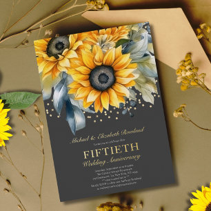 Modern Sunflowers Gold 50th Wedding Anniversary