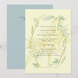 Modern Sunflowers Greenery Sage Gold Wedding