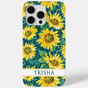 Modern Sunflowers Monogrammed Case-Mate iPhone Ca 15 Pro Max Case