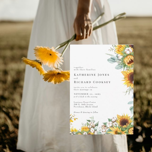 Modern Sunflowers No Parents Wedding Invitation (Creator Uploaded)