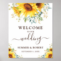 Modern Sunflowers Summer Garden Wedding Welcome