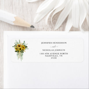 Modern Sunflowers Wedding Address Label