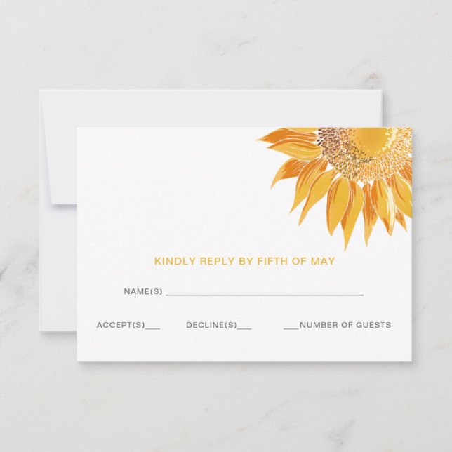 Modern Sunflowers Wedding rsvp (Front)