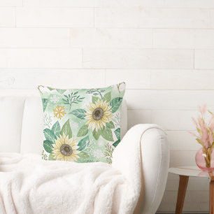 Modern Sunflowers Winter pattern Cushion