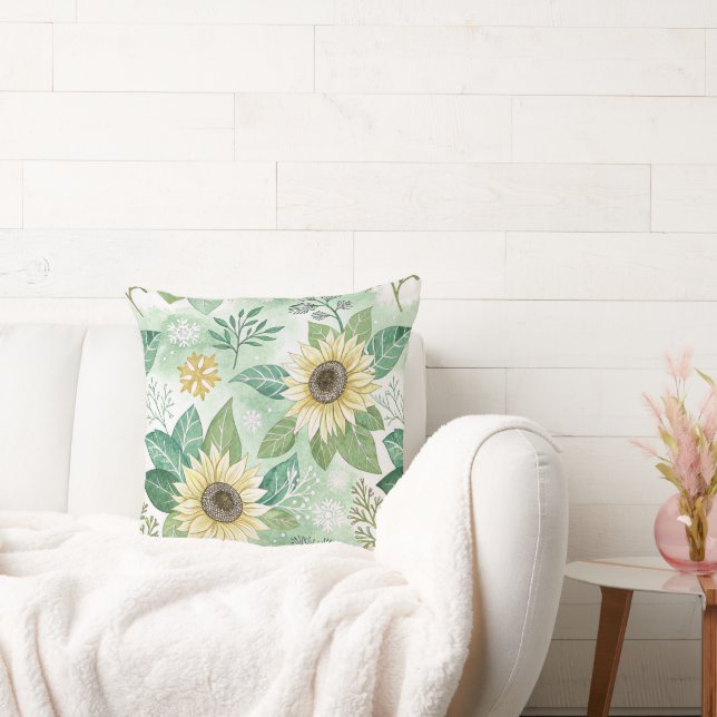 Modern  Sunflowers Winter pattern Cushion (Couch)