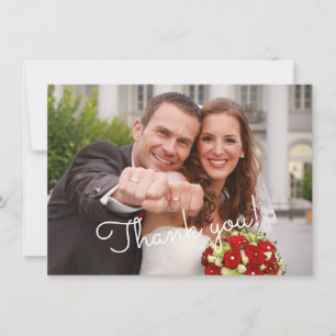 Modern Sunflowers Wood Wedding Photo Thank You