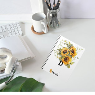Modern Sunflowers Yellow Notebook