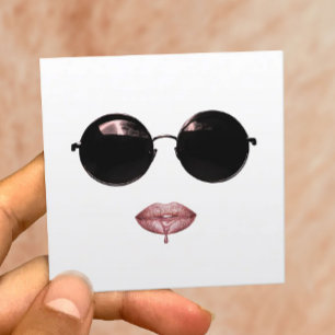 Modern Sunglasses & Rose Gold Lips Makeup Artist Square Business Card