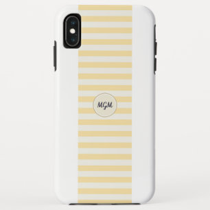 Modern Sunny Yellow and Cream Striped Monogram iPhone XS Max Case