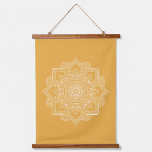 Modern Sunny Yellow Geometric Mandala Canvas Hanging Tapestry