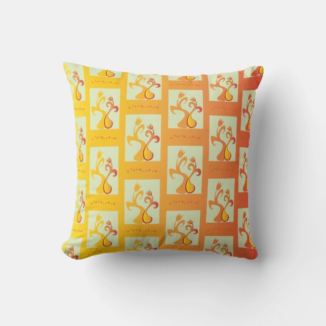 Modern Sunny yellow Tulip Couple illustration Cushion (Front)