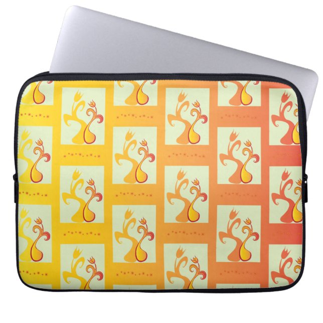 Modern Sunny yellow Tulip Couple illustration Laptop Sleeve (Front)
