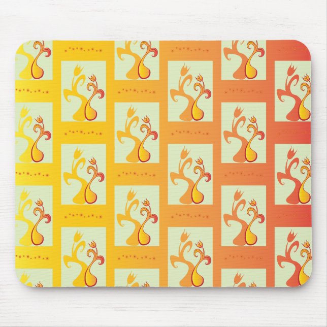 Modern Sunny yellow Tulip Couple illustration Mouse Mat (Front)