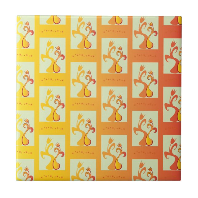 Modern Sunny yellow Tulip Couple illustration Tile (Front)