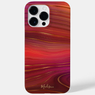 Modern Sunrise Marble Agate Pattern with Name Case-Mate iPhone 14 Pro Max Case