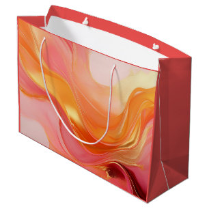 Modern Sunrise Orange, Pink and Gold- Large Gift Bag