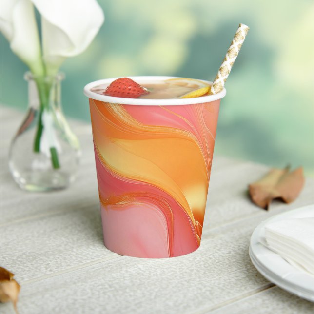 Modern Sunrise Orange Pink and Gold- Paper Cups (Insitu)
