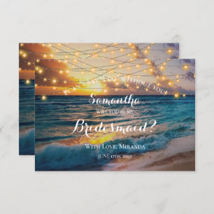 Modern Sunset Beach Lights Summer Bridesmaid Invitation