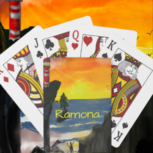 Modern Sunset Customise Name Playing Cards