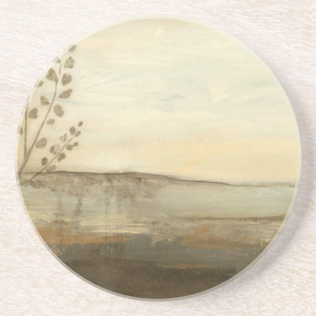 Modern Sunset Landscape Oil Painting Coaster (Front)