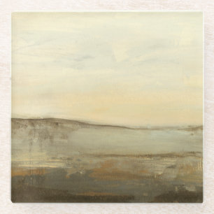 Modern Sunset Landscape Oil Painting Glass Coaster