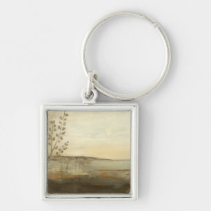 Modern Sunset Landscape Oil Painting Key Ring