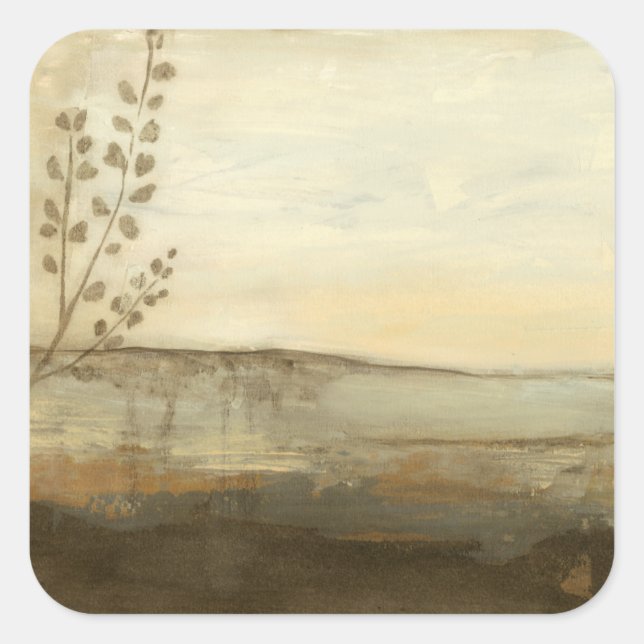 Modern Sunset Landscape Oil Painting Square Sticker (Front)