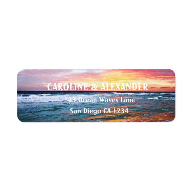 Modern Sunset Ocean Tropical Beach Return Address (Front)