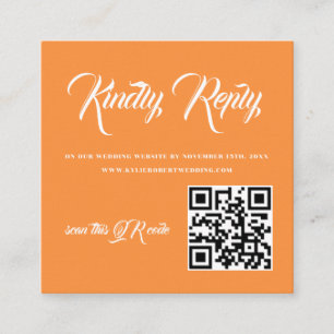 Modern Sunset Orange QR RSVP Enclosure Card
