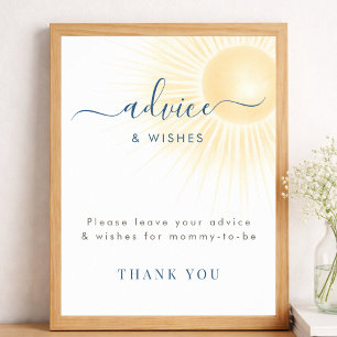 Modern Sunshine Baby Shower Advice Wishes Party Poster