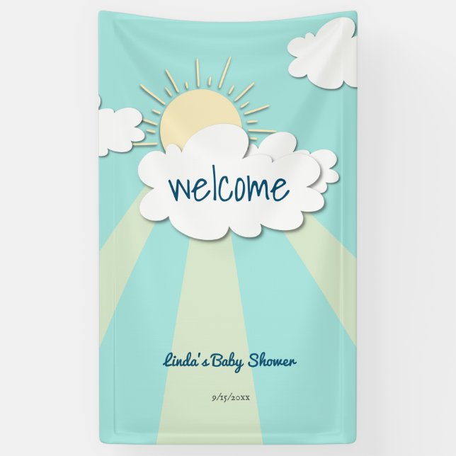 Modern Sunshine Baby Shower Welcome Banner (Vertical)