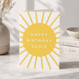 Modern Sunshine Custom Name Happy Birthday Cute Card