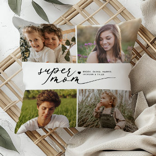 Modern Super Mum 4 Photo Collage Cushion
