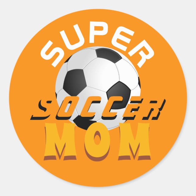 Modern Super Soccer Mum Football Sport Classic Round Sticker (Front)