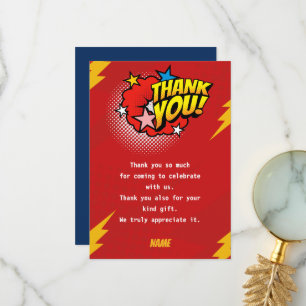 Modern, Superhero boy birthday  Thank You Card