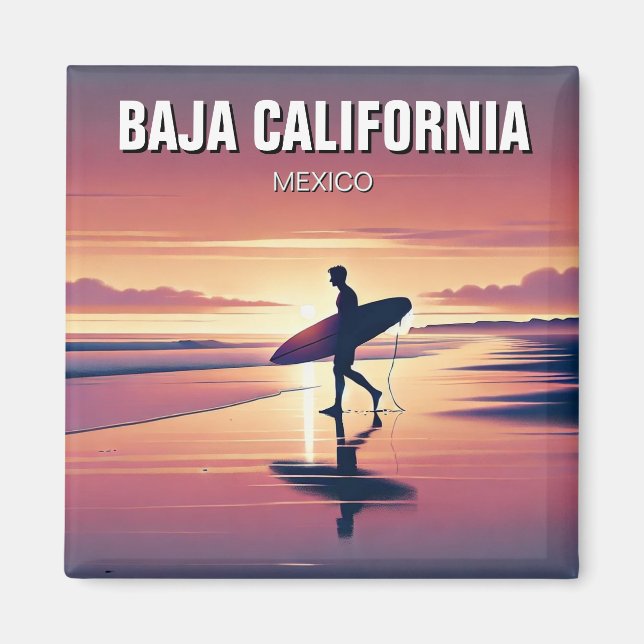 Modern Surfer Sunset Baja California Magnet (Front)