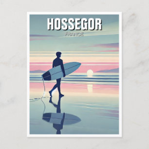 Modern Surfer Sunset Hossegor France Postcard