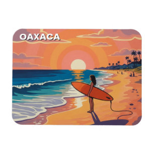 Modern Surfer Sunset Oaxaca Mexico Magnet